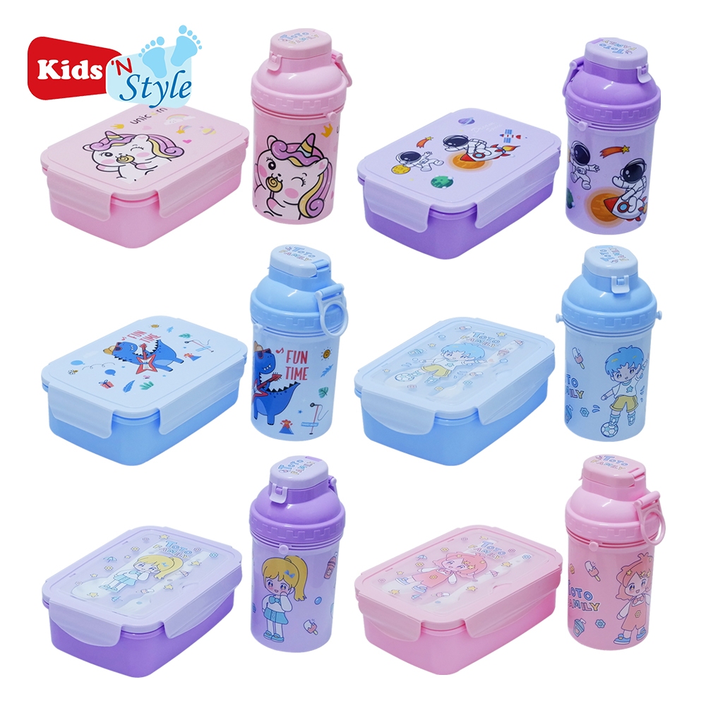 Cartoon Character Kids Lunch Box Set with Tumbler Spoon and Fork ...