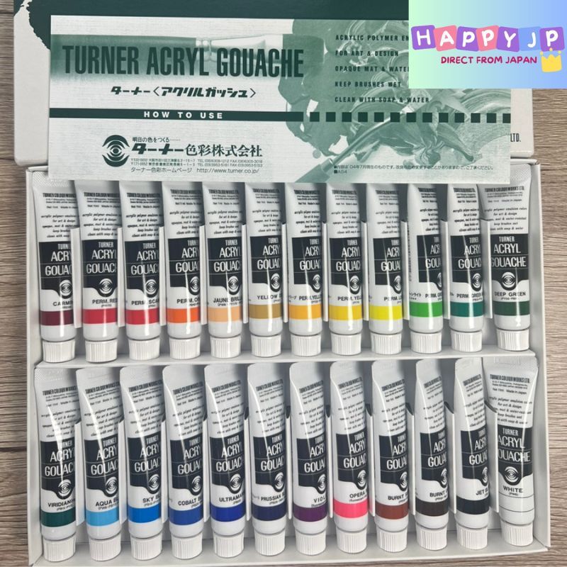 Turner Color Acrylic Gouache 24 Colors School Set AG24C 11ml | Shopee ...