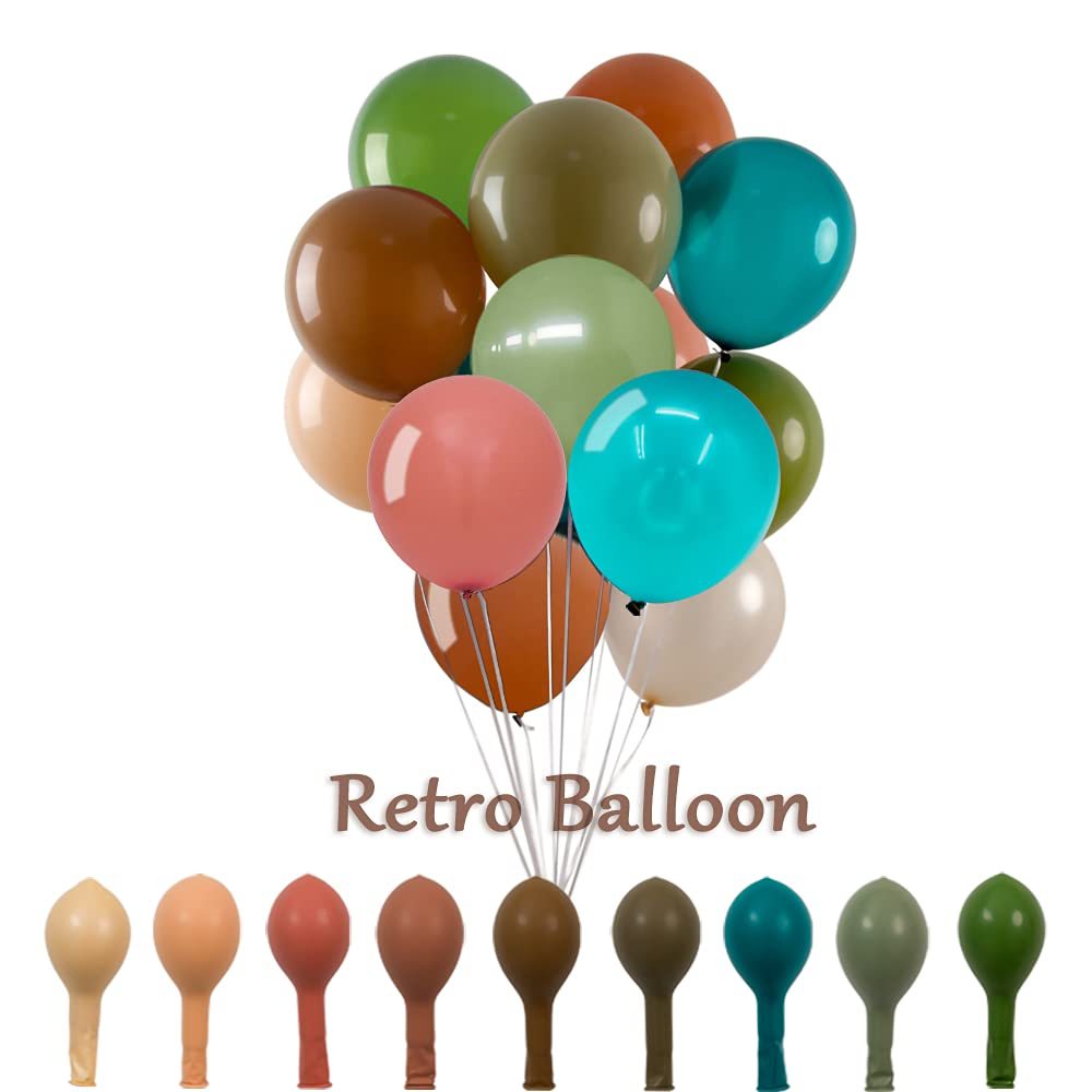 PT21 Retro Vintage Color Latex Balloons Set – 5”, 10”, 12” Mixed Sizes ...