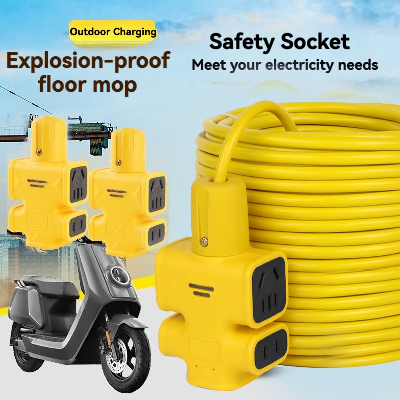 5M 50M 16 Socket Extension Cord Extralong Plugin Strip Electric