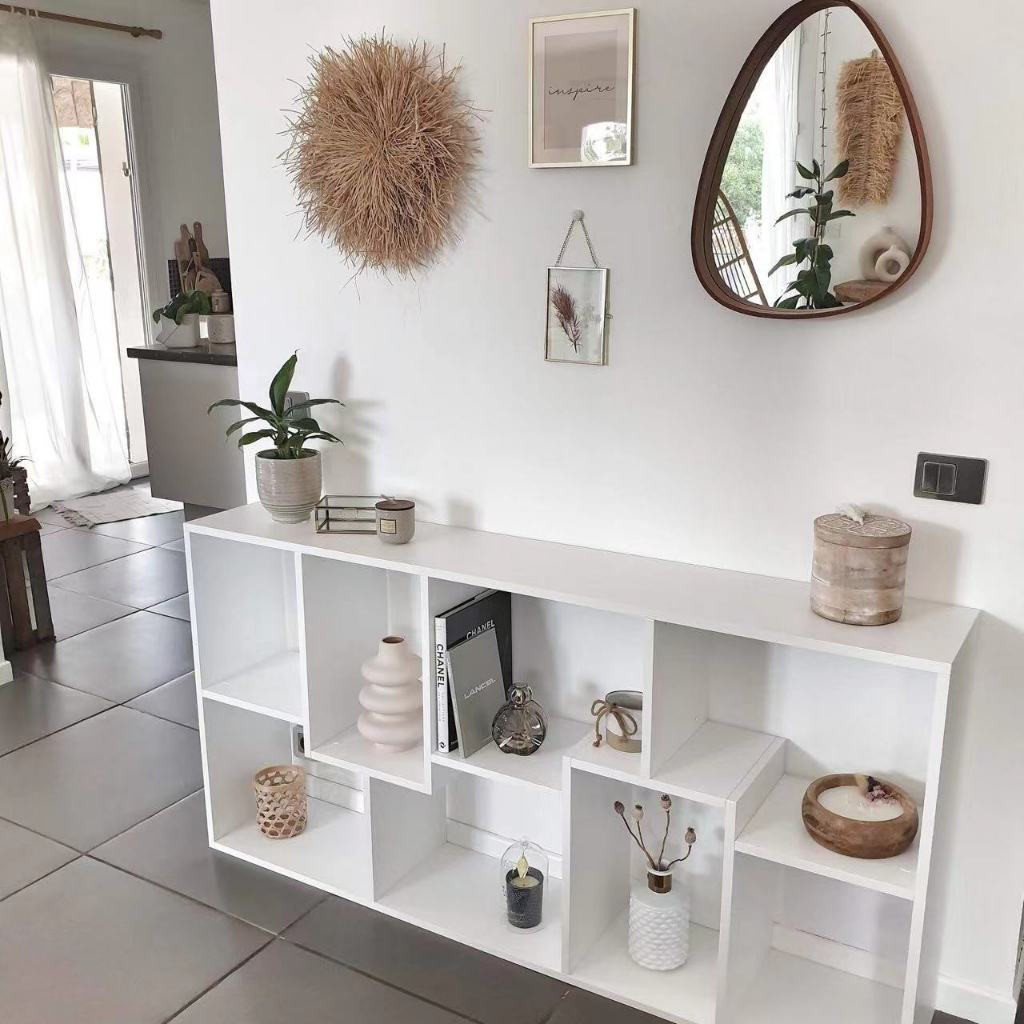 HOME FACTOR Bookshelf Storage Rack Multiple Storage Spaces Wooden Shelf ...