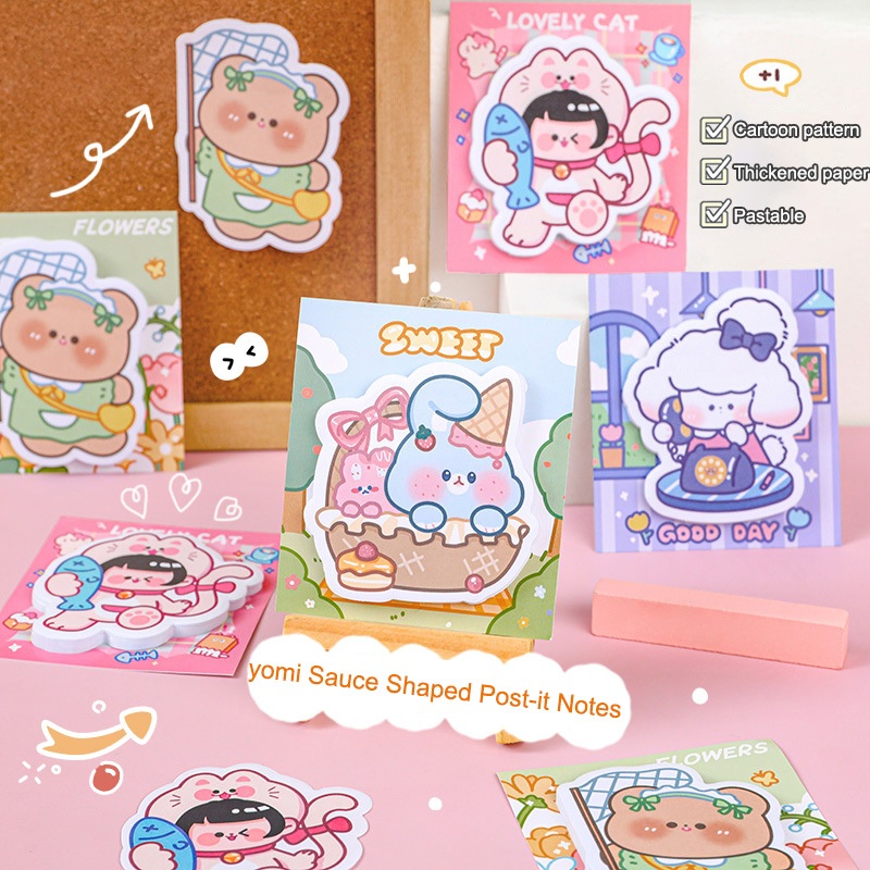 【⚡MT】Cartoon Cute Post-it Notes Message Notes Paper Delivery Sticky ...