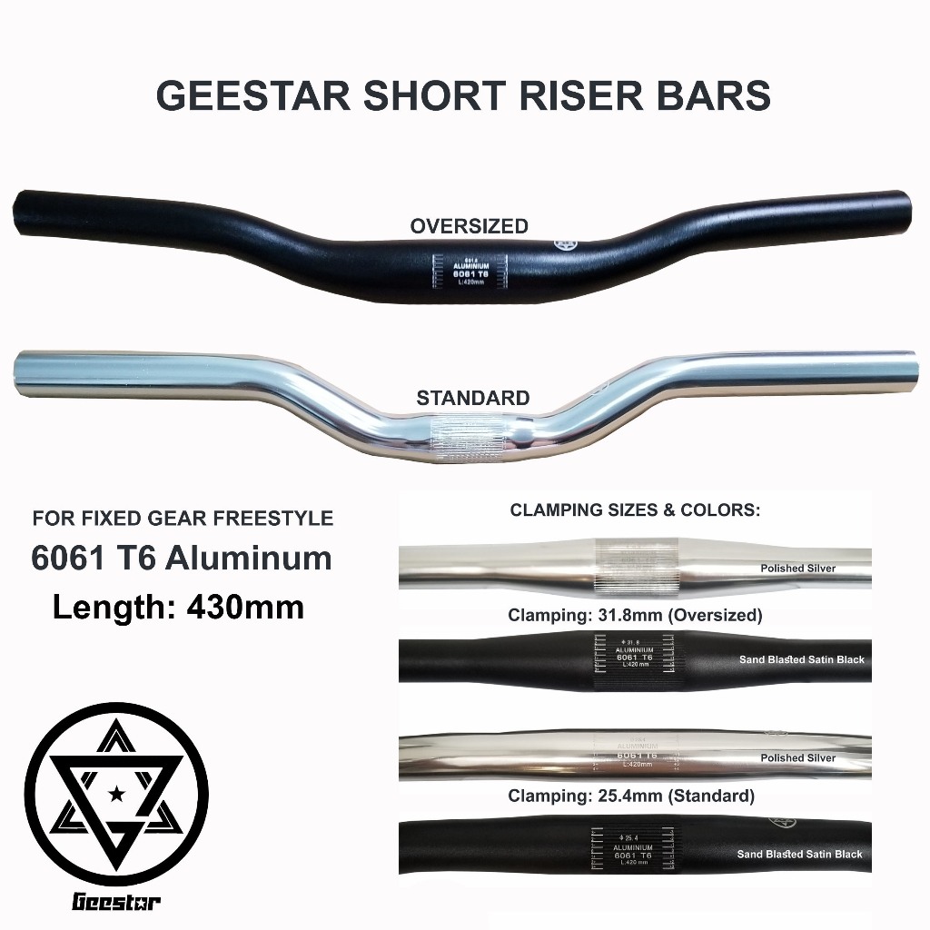 Geestar Bike Handlebar Short Riser Bar 430mm Standard 25.4 Oversize 31.8 Alloy Fixed Gear Freestyle Shopee Philippines