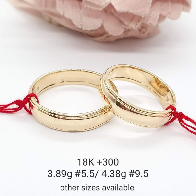 WEDDING RING 18K JAPAN GOLD PAWNABLE (SOLID PAIR) | Shopee Philippines