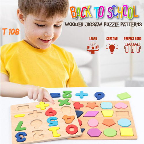 T108 Alphabet Digital Puzzle Wooden Toys Kid Number Letter shape ...
