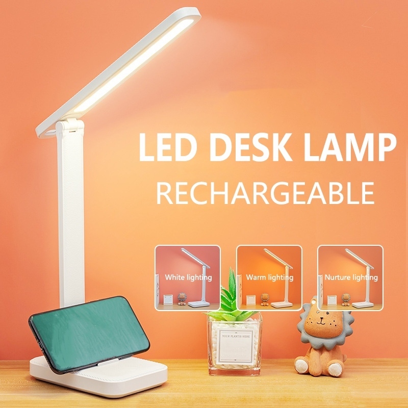 【LIGCASA】LED Rechargeable Study Lamp Shade Bedroom Desk Lamp Portable