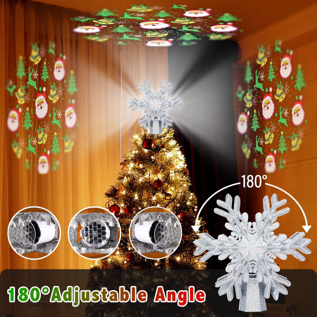 Christmas Tree Topper Lights 3D Projector Lights Holiday Decorations ...