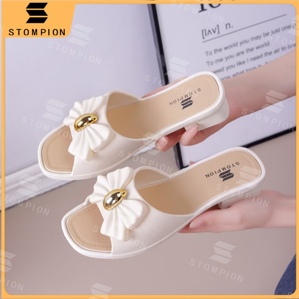 STOMPION Korean Sandals For Women Elegant Sandals Wedge Slippers For Women  White Ladies Sandals