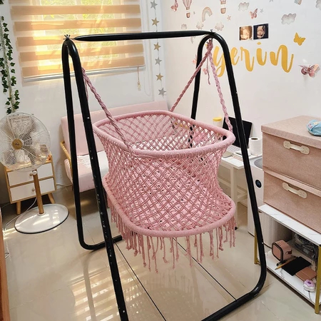 COD Duyan For Baby cradle swing hanging basket hammock with metal stand used indoors outdoors Cradle Shopee Philippines