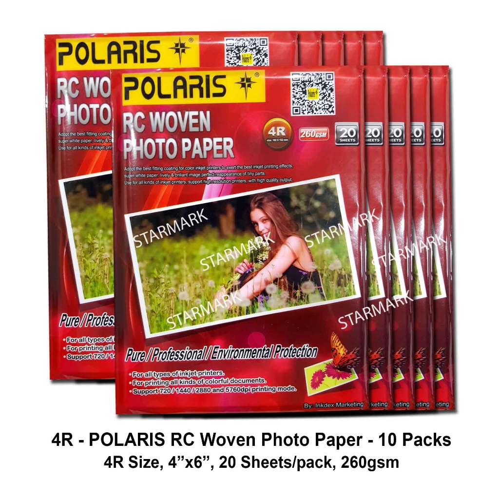 Polaris RC Woven Photo Paper Papers 4R Size, 4x6 inches, 20 Sheets