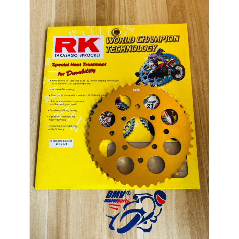 RK Takasago Alloy Rear Sprocket 41/43/44/45-415 for RAIDER 150 Carb/Fi ...