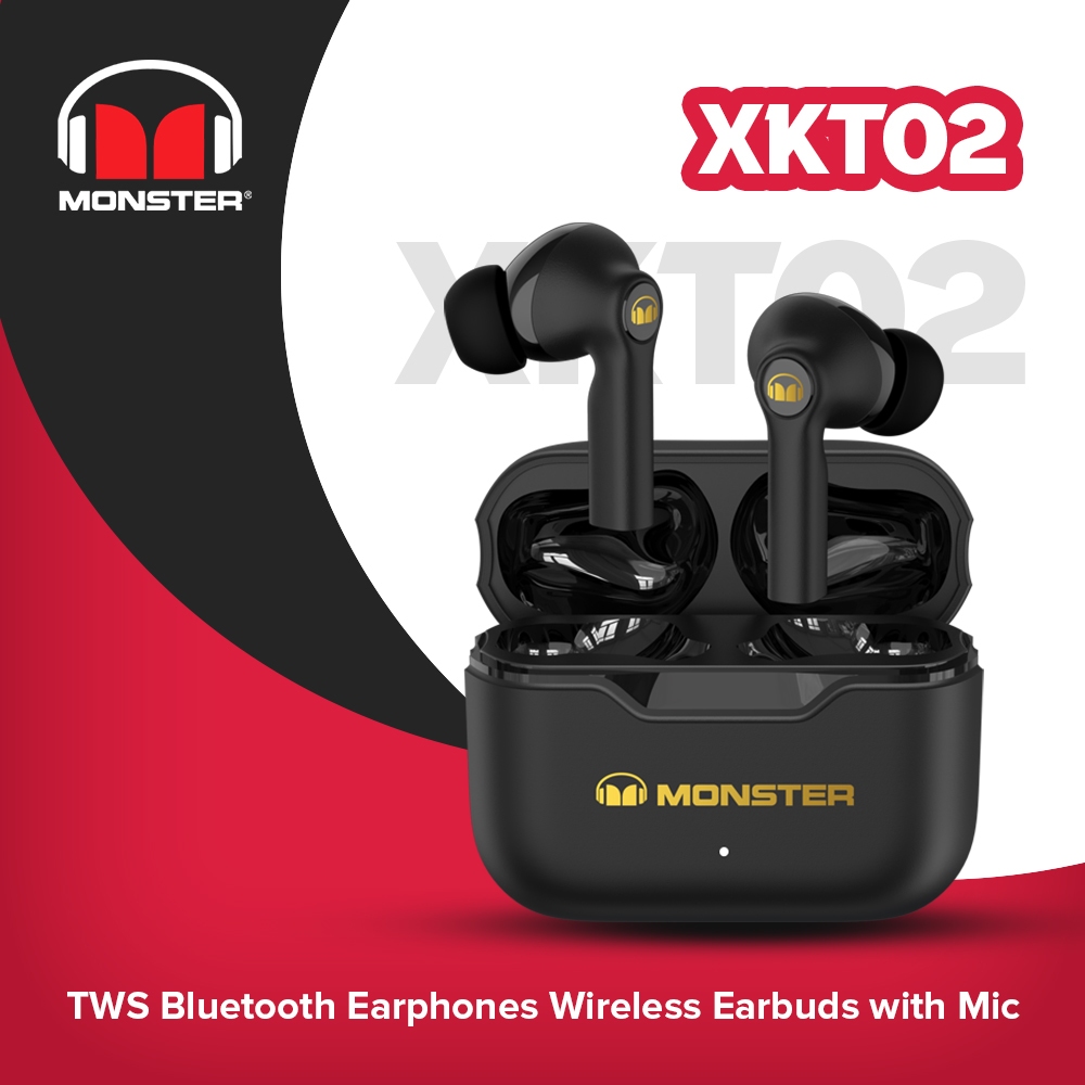 Monster XKT02 TWS Bluetooth Earphones Wireless Earbuds with Mic Noise  Cancelling HIFI Surround Sound