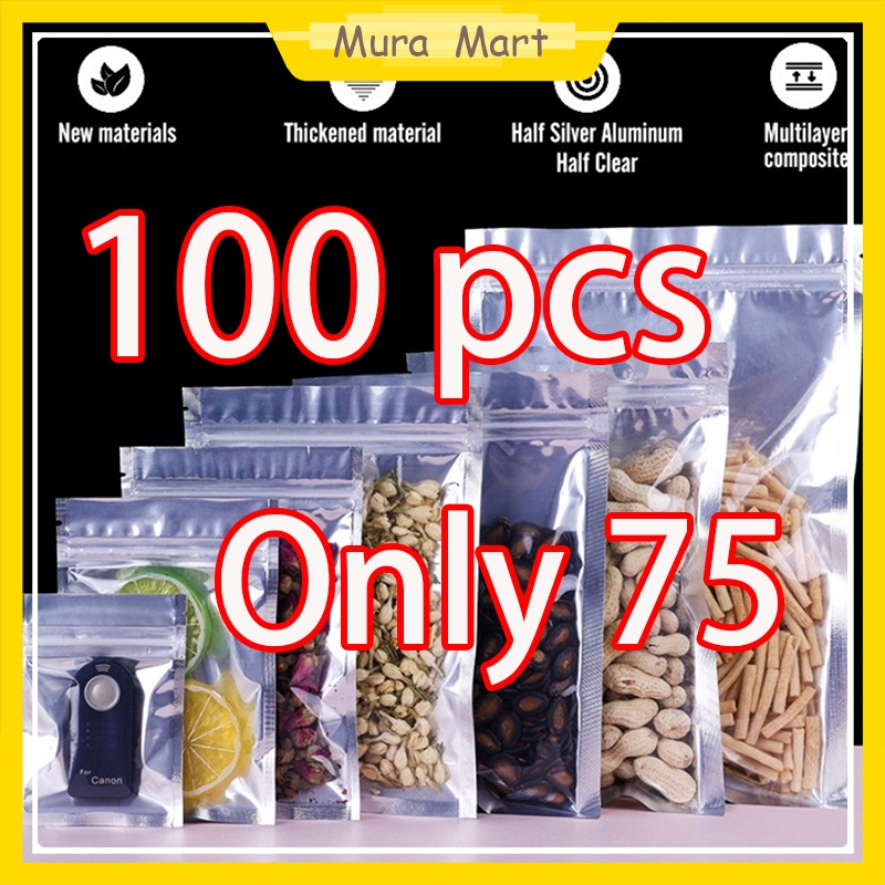 PAYDAY SALE 100pcs Silver Transparent Pouch with Zip Lock Cpack Ziplock ...
