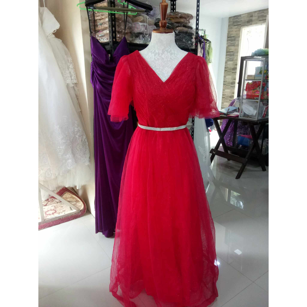 Red Bridesmaid Mother's Dress Sponsor Ninang Bridesmaid Photoshoot