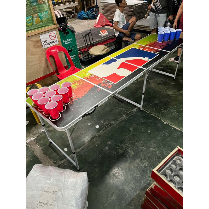 OFFICIAL SIZE 8 FOOT FOLDING BEER PONG TABLE + FREE BEER PONG KIT + TOOL