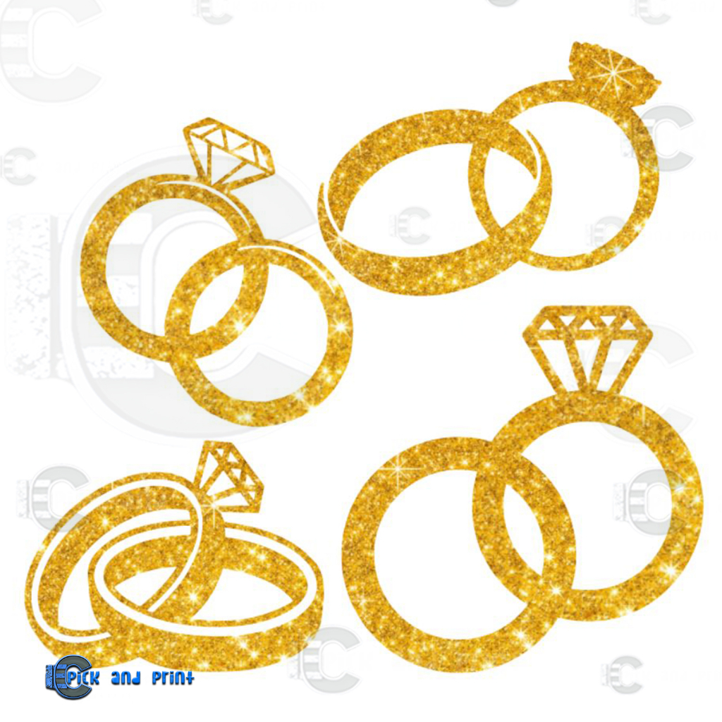 Glitter / metallic Couple Ring Cut Outs for DIY party Backdrop party ...