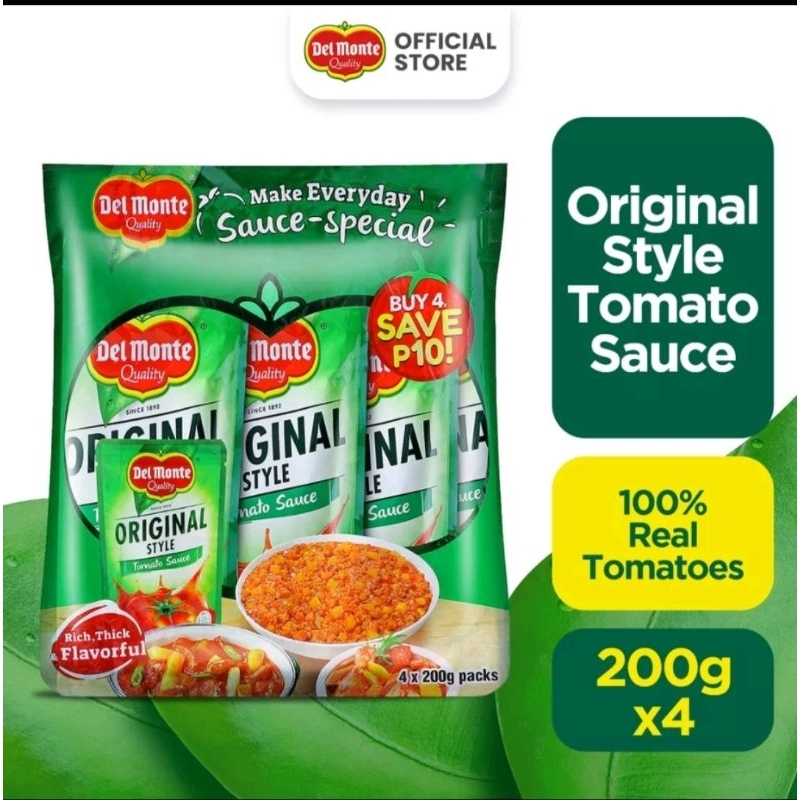 DEL MONTE TOMATO SAUCE ORIGINAL STYLE 200g X 4 Shopee Philippines