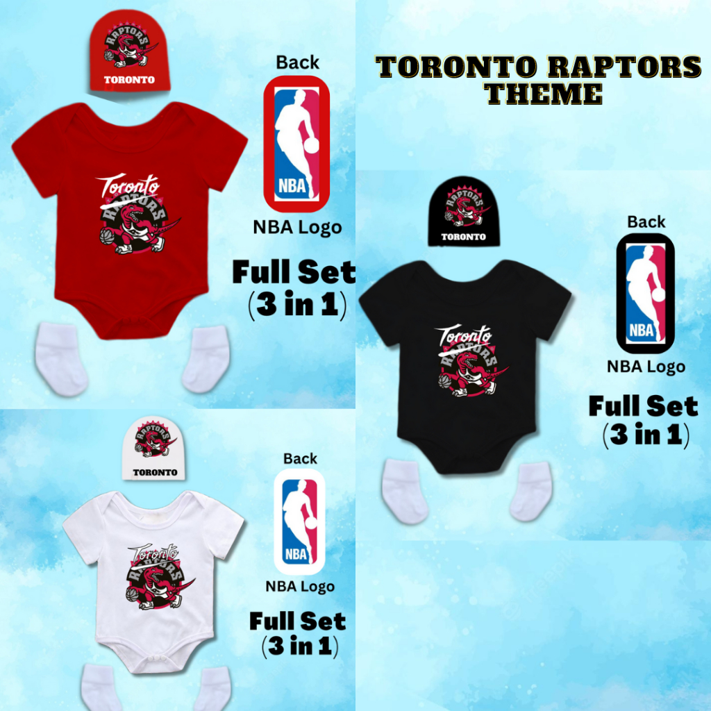 FULL SET (3 in 1) Baby Romper Monthly Milestone NBA Theme Toronto ...