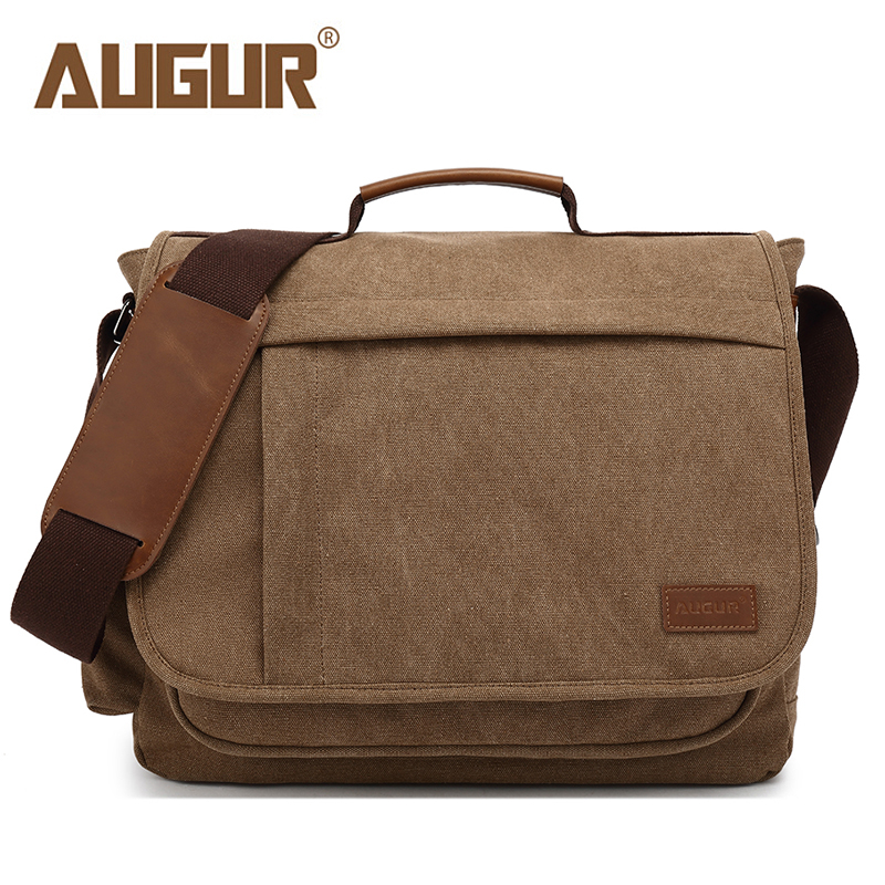 AUGUR Canvas Messenger Shoulder Bag for Men 15.6inch laptop Bag