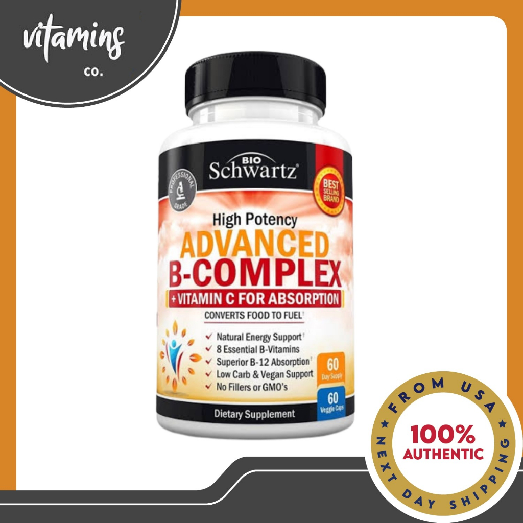 BioSchwartz Vitamin B Complex + Vitamin C for Absorption, Converts Food