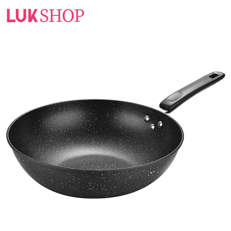 LUK 32cm Frying Pan HighQuality Wok Pan 3 Layers Fast Heating Wok