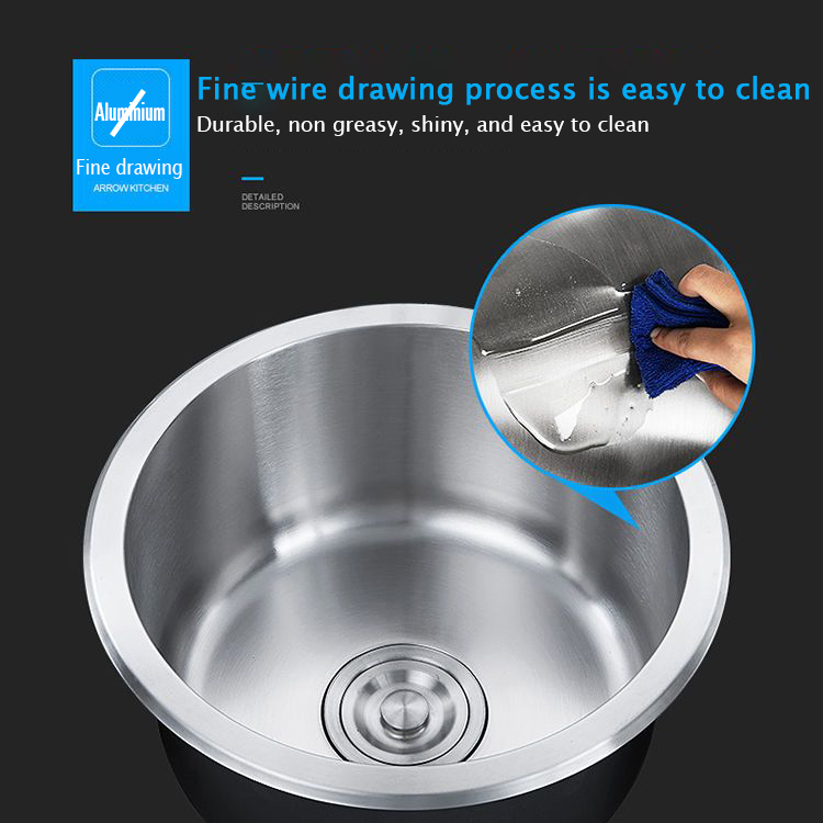 DOKIO 28/36/40CM Kitchen Sink Round Stainless Sink with Faucet Drain ...