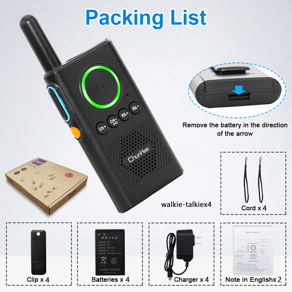 LOCAL STOCK Chunhee Mini Walkie Talkie 4 Units for Kids Elderly Home