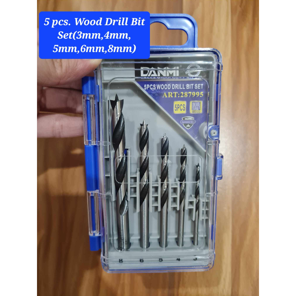Wood Drill Bit 5 pcs. set (3mm,4mm,5mm,6mm,8mm) Spur point bit / Dowel