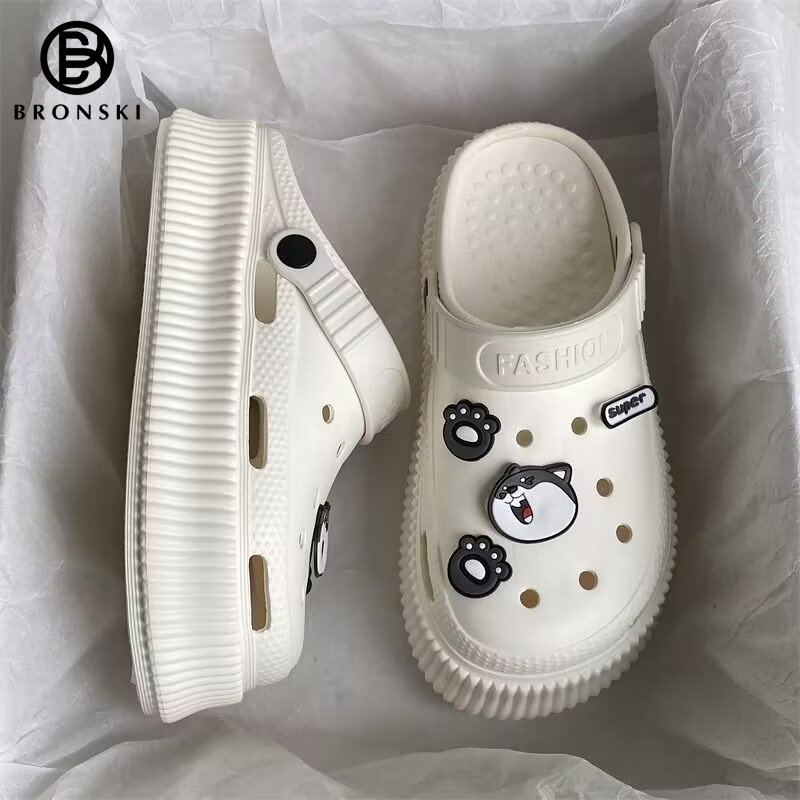 BRONSKI Women Sandals Cartoon Slippers White Sandals For Women Chunky ...