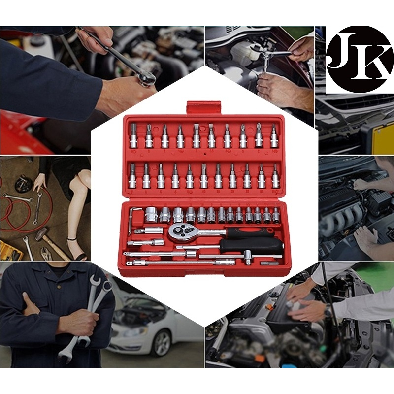 46pcs Tool Box Car Motorcycle Repair Set Hand Tools Home Service motor ...