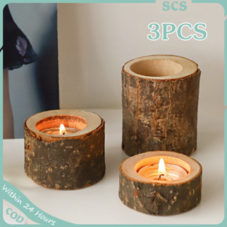 3pcs Set Farmhouse Wooden Candle Holders For Pillar Candles Rustic Candle  Stand For Table Centerpiece Fireplace Home Decor, Shop The Latest Trends