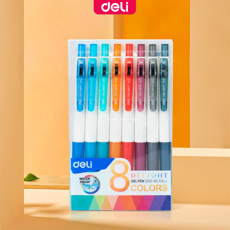Deli EG120-8C Color Gel Pen Bullet Tip 0.5mm 8Pcs/Set | Shopee Philippines