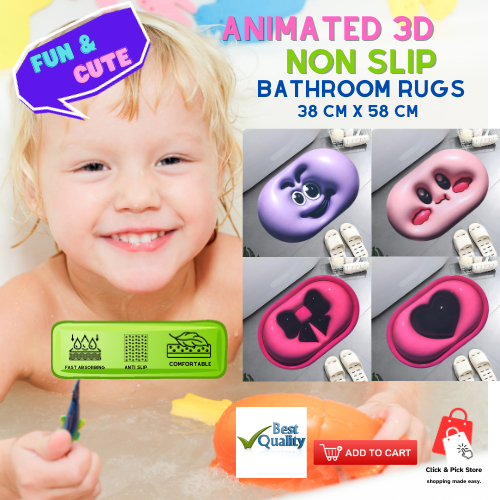 C&PS Oval 3D Bath Door Mat Super Absorbent Mats Quick Drying NonSlip