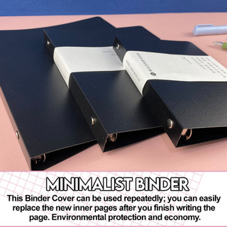 PP Black Binder B5/A5/A6 (9/6Holes) Minimalist Notebook Cover Case ...