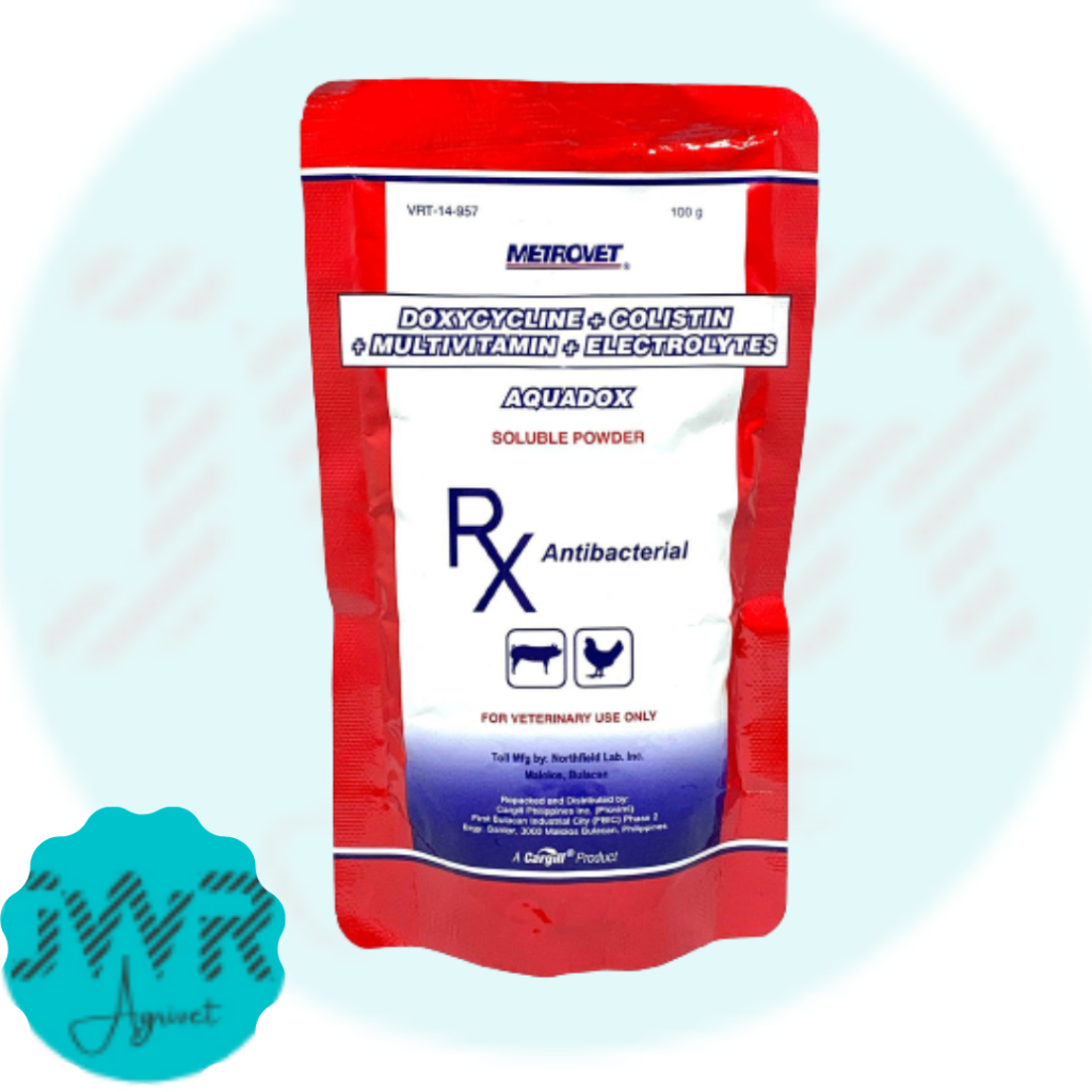 [JWR AGRIVET] 1 PACK Metrovet AQUADOX 100g Soluble Powder Antibacterial ...