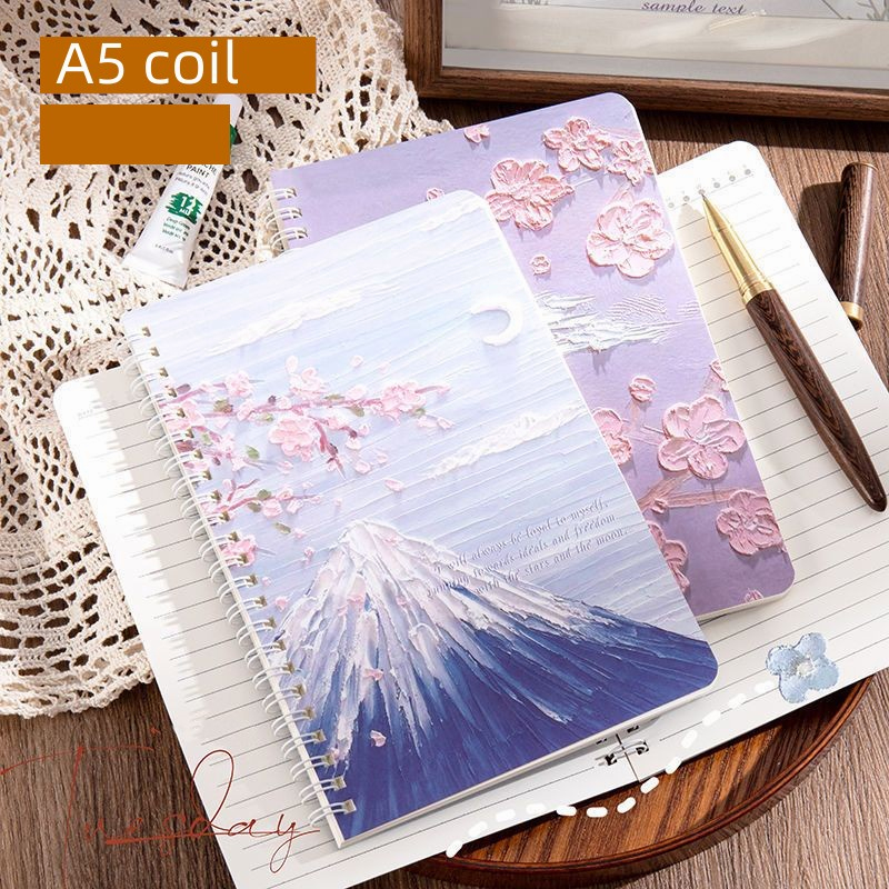 A5 oil painting coil notepad flip spiral notebook ins style Landscape ...