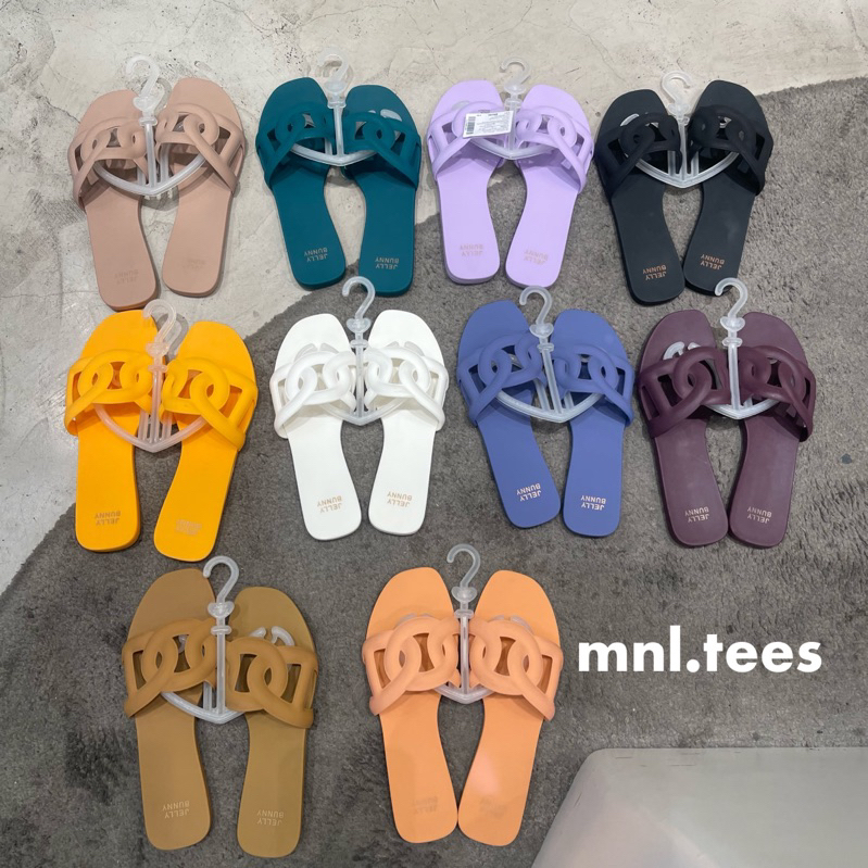 ONHAND JELLY BUNNY GREASE GLIS FLATS SANDALS with paper bag Shopee Philippines