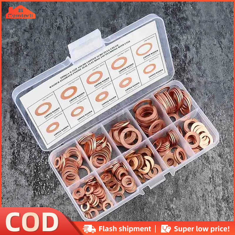 200PCS M5M14 Copper Washer Kit Sealing Solid Gasket Sump Plug Oil For Boat Crush Flat Seal