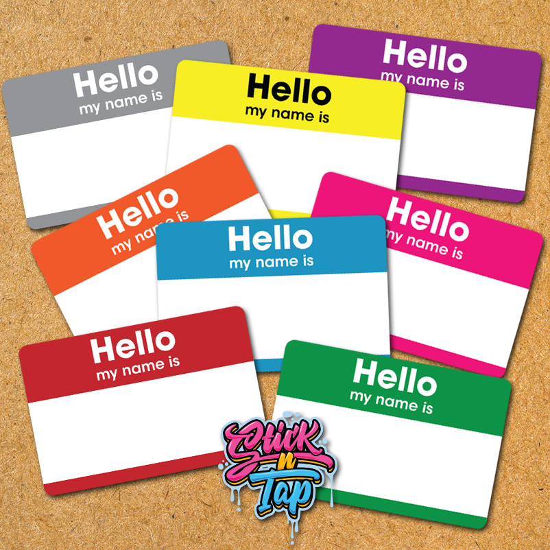 8 pcs Name tag vinyl sticker Hello my name is graffiti party name
