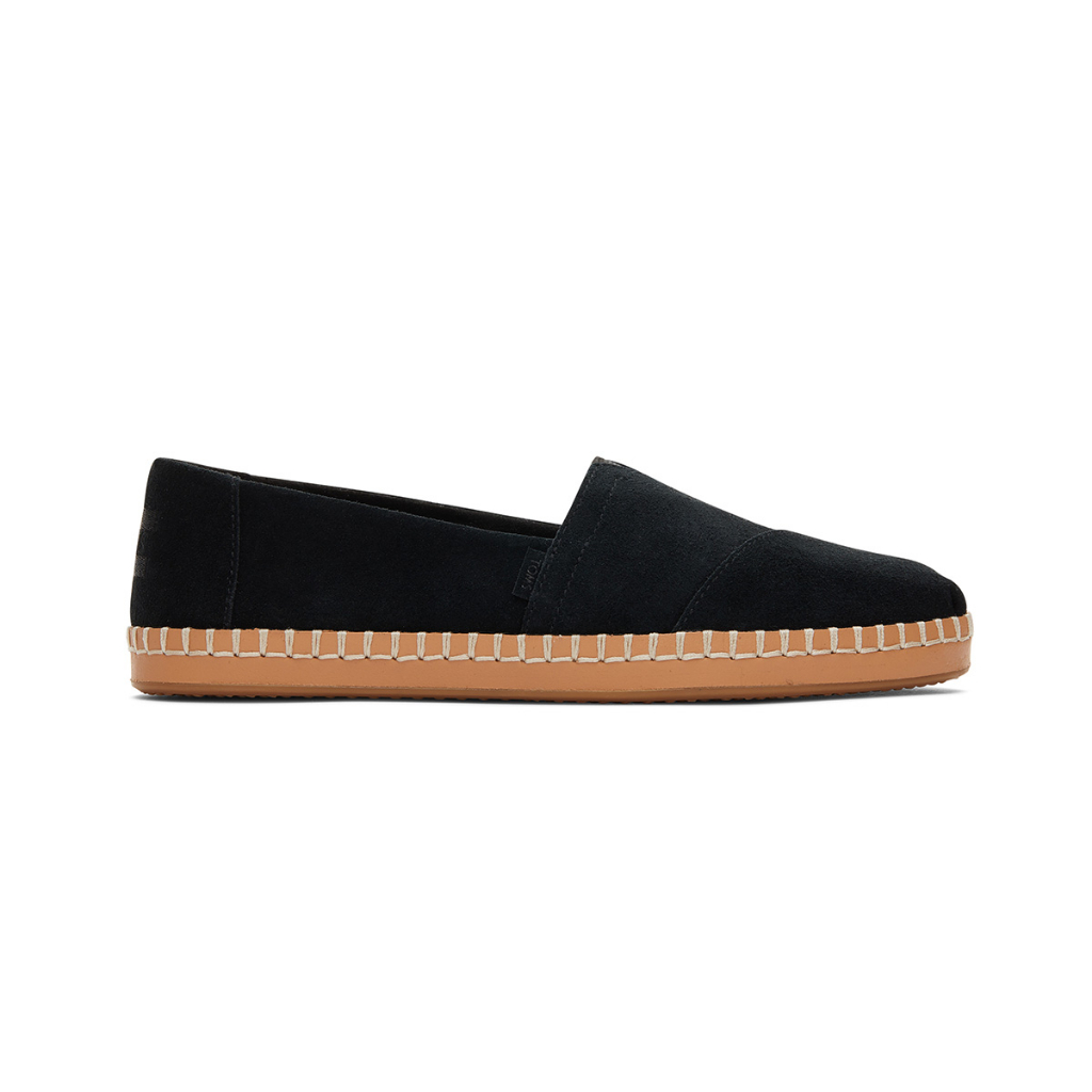 TOMS Espadrille Alpargata Leather Wrap Women Black Suede Canvas Shopee Philippines