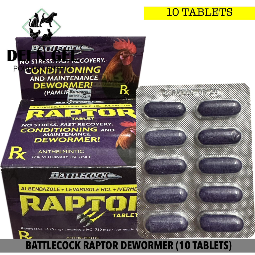 BATTLECOCK RAPTOR TABLET DEWORMER FOR GAMEFOWL (10 TABLETS) Shopee