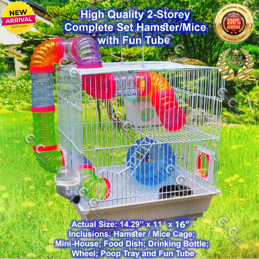 JTC 930B (3ZeroB)Large Hamster Cage TwoStorey Complete Set Hamster House with Fun Tube (anc