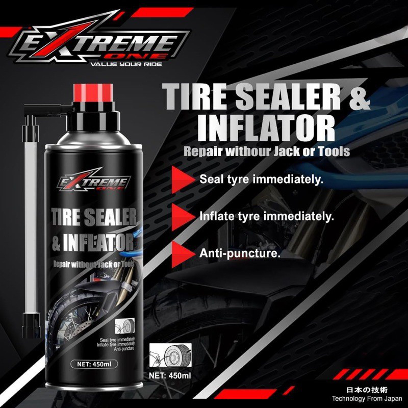EXTREME ONE TYRE SEALER INFLATOR FOR CAR BIKE MOTORCYCLE TYRE TIRE