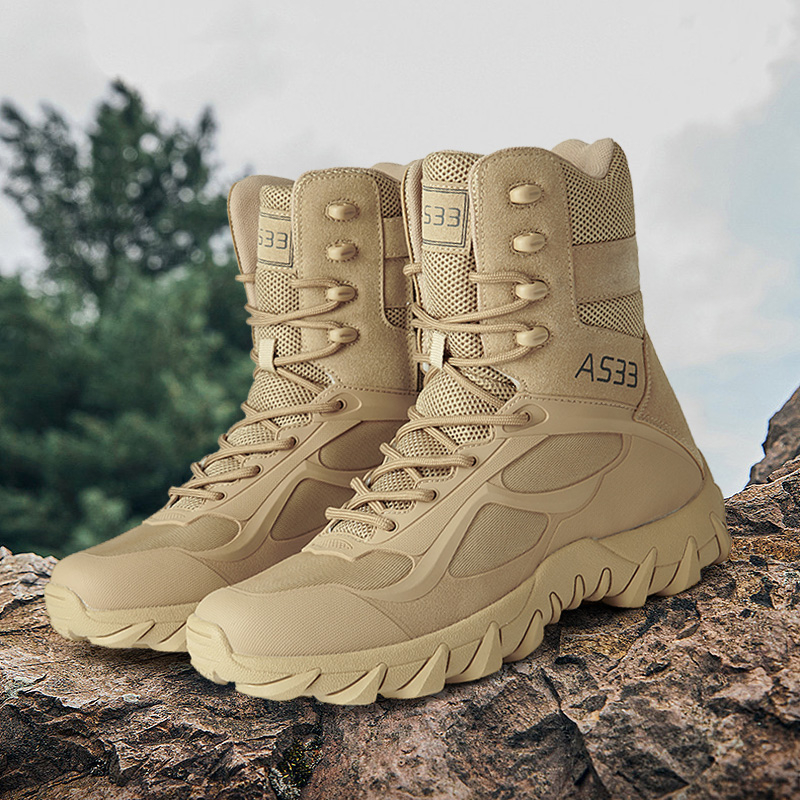 COD Men s Work Boots With Side Zipper Outdoor Hiking Boots Duty Boots Breathable Desert Jungle Boots Shopee Philippines