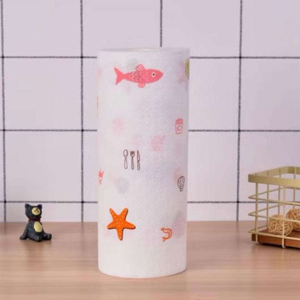 LOCAUPIN Printed Kitchen Paper Towel Roll Reusable Cleaning Dish