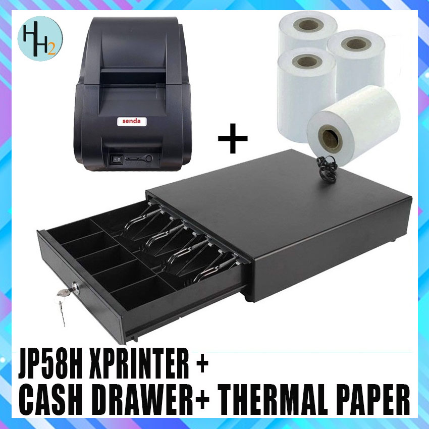 BUNDLE 4Bill/5Coins Cash Drawer w/ SENDA JP58H Bluetooth Thermal