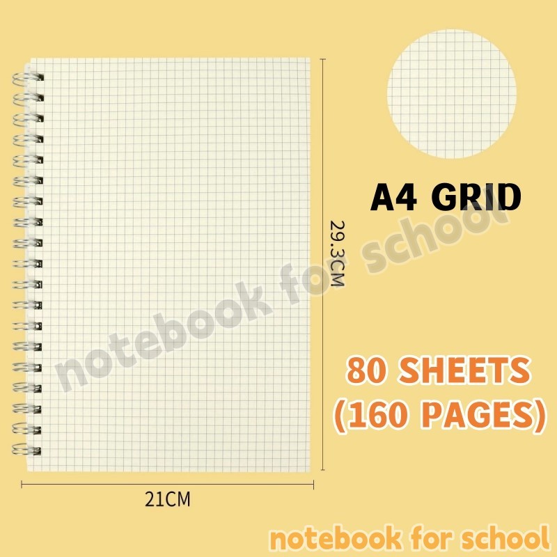 A5/A6/B5 Transparent PP binder line grid spiral notebook double spring ...