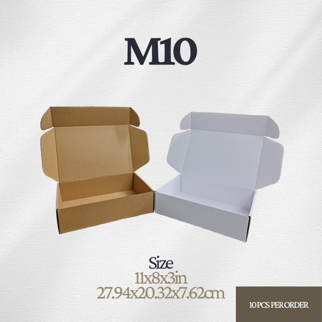 M10 11x8x3 inches/Mailer Box/Brown&White/10pcs per pack | Shopee ...