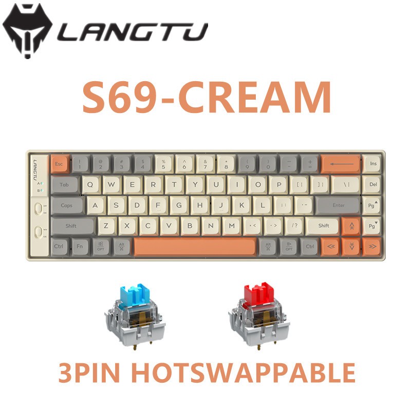 LANGTU S69 Hotswappable White Color Backlit Blue Switch Red Switch ...