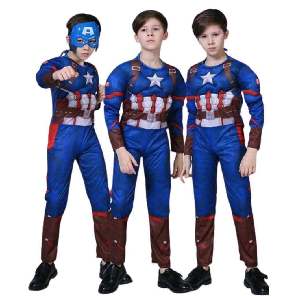 COD Halloween Birthday Party Captain America Muscle Costume for Boy ...